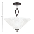 Revo Three Light Semi-Flush Mount in Dark Granite with 16" Italian Bubble Shade