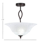 Revo Three Light Semi-Flush Mount in Dark Granite with 16" White Marble Shade