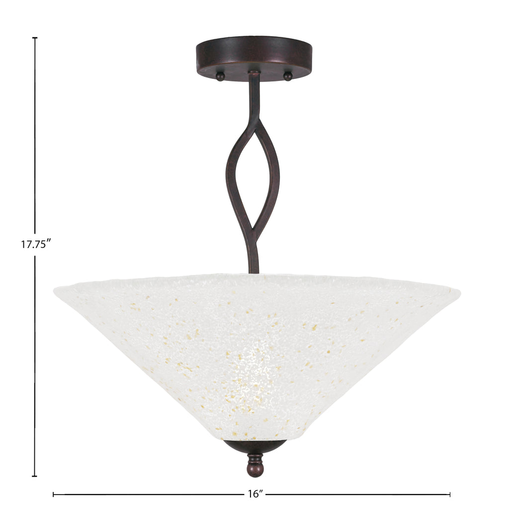 Revo Three Light Semi-Flush Mount in Dark Granite with 16" Gold Ice Shade