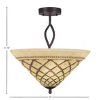 Revo Three Light Semi-Flush Mount in Dark Granite with 16" Chocolate Icing Shade
