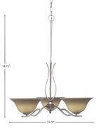 Revo Three Light Chandelier in Aged Silver with 10" Gray Linen Shade