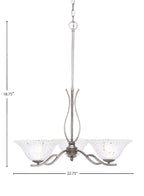 Revo Three Light Chandelier in Aged Silver with 10" Frosted Crystal Shade