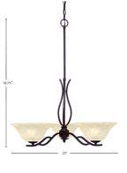 Revo Three Light Chandelier in Dark Granite with 10" Amber Marble Shade