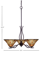 Revo Three Light Chandelier in Dark Granite with 10" Penshell Resin Shade Shade