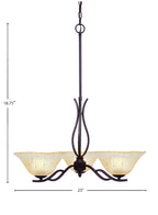 Revo Three Light Chandelier in Dark Granite with 10" Amber Crystal Shade