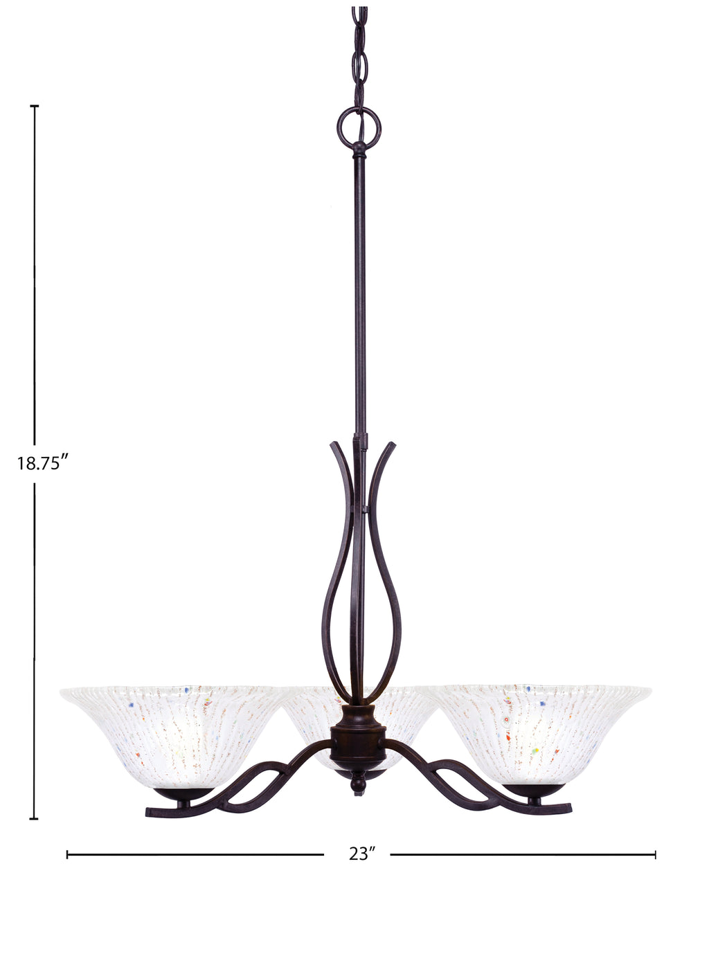 Revo Three Light Chandelier in Dark Granite with 10" Frosted Crystal Shade