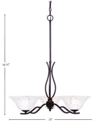Revo Three Light Chandelier in Dark Granite with 10" Frosted Crystal Shade