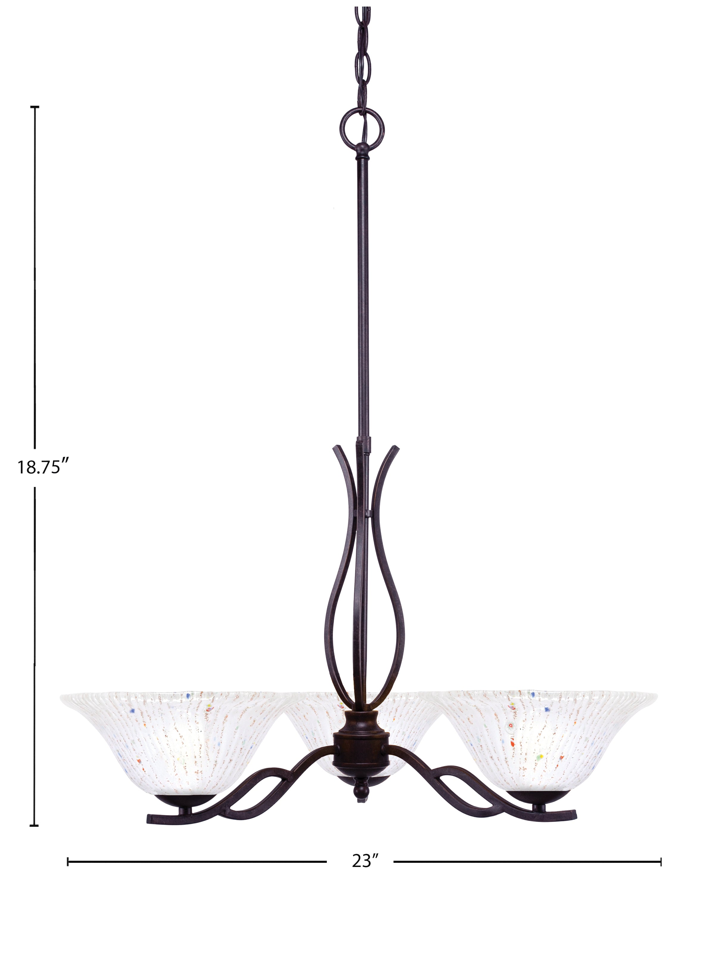Revo Three Light Chandelier in Dark Granite with 10" Frosted Crystal Shade