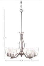 Revo Five Light Chandelier in Aged Silver with 4.5" Square Clear Bubble Shade