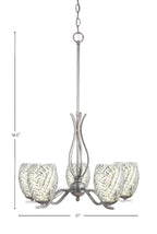 Revo Five Light Chandelier in Aged Silver with 5" Natural Fusion Shade