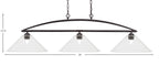 Marquise Three Light Island Pendant in Dark Granite with 16" Clear Bubble Shade