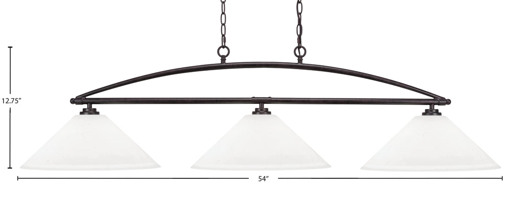 Marquise Three Light Island Pendant in Dark Granite with 16" White Muslin Shade