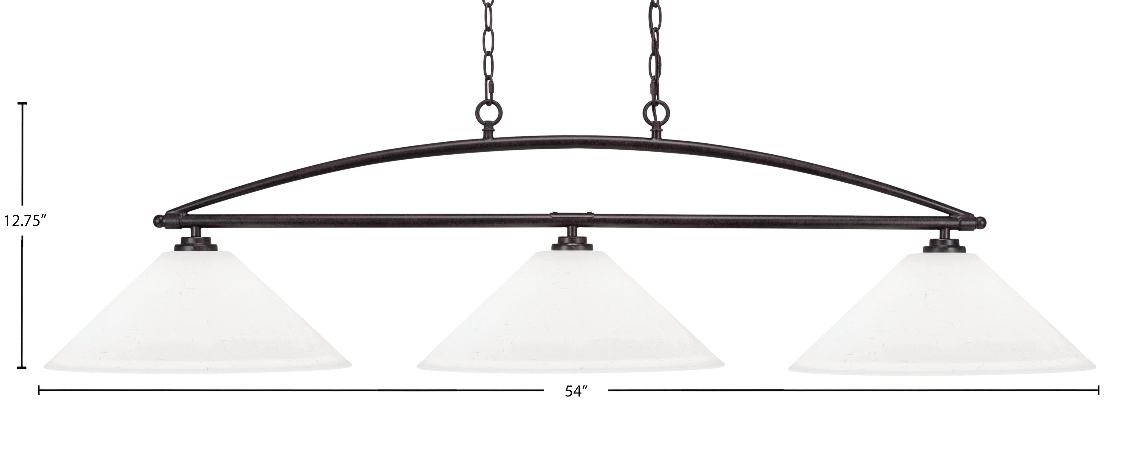 Marquise Three Light Island Pendant in Dark Granite with 16" White Muslin Shade