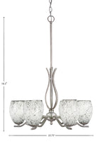 Revo Six Light Chandelier in Aged Silver with 5" Black Fusion Shade