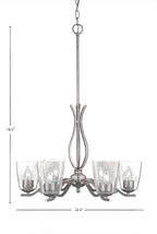 Revo Six Light Chandelier in Aged Silver with 4.5" Square Clear Bubble Shade