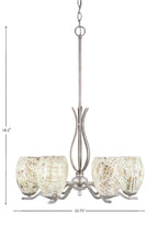Revo Six Light Chandelier in Aged Silver with 5" Natural Fusion Shade