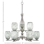 Revo Nine Light Chandelier in Aged Silver with 5" Black Fusion Shade