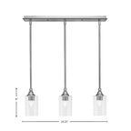 Stem Three Light Linear Pendalier in Brushed Nickel with Clear Bubble Shade