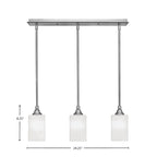 Stem Three Light Linear Pendalier in Brushed Nickel with White Marble Shade