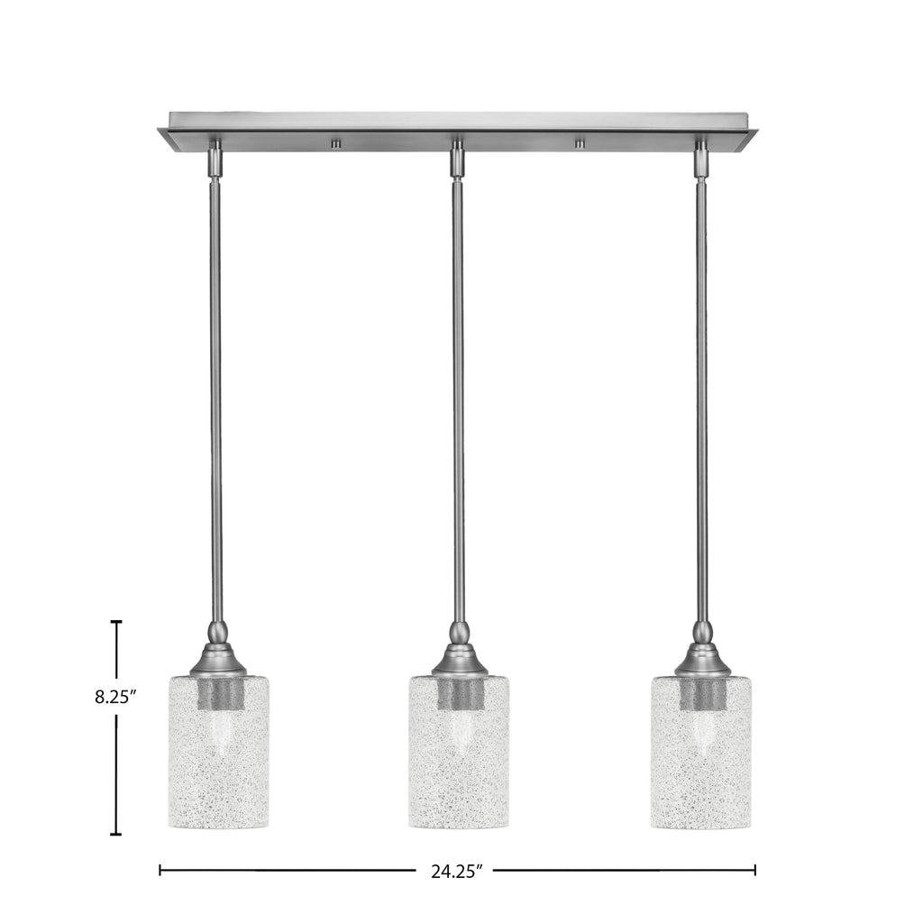 Stem Three Light Linear Pendalier in Brushed Nickel with Smoke Bubble Shade