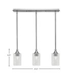 Stem Three Light Linear Pendalier in Brushed Nickel with Smoke Bubble Shade