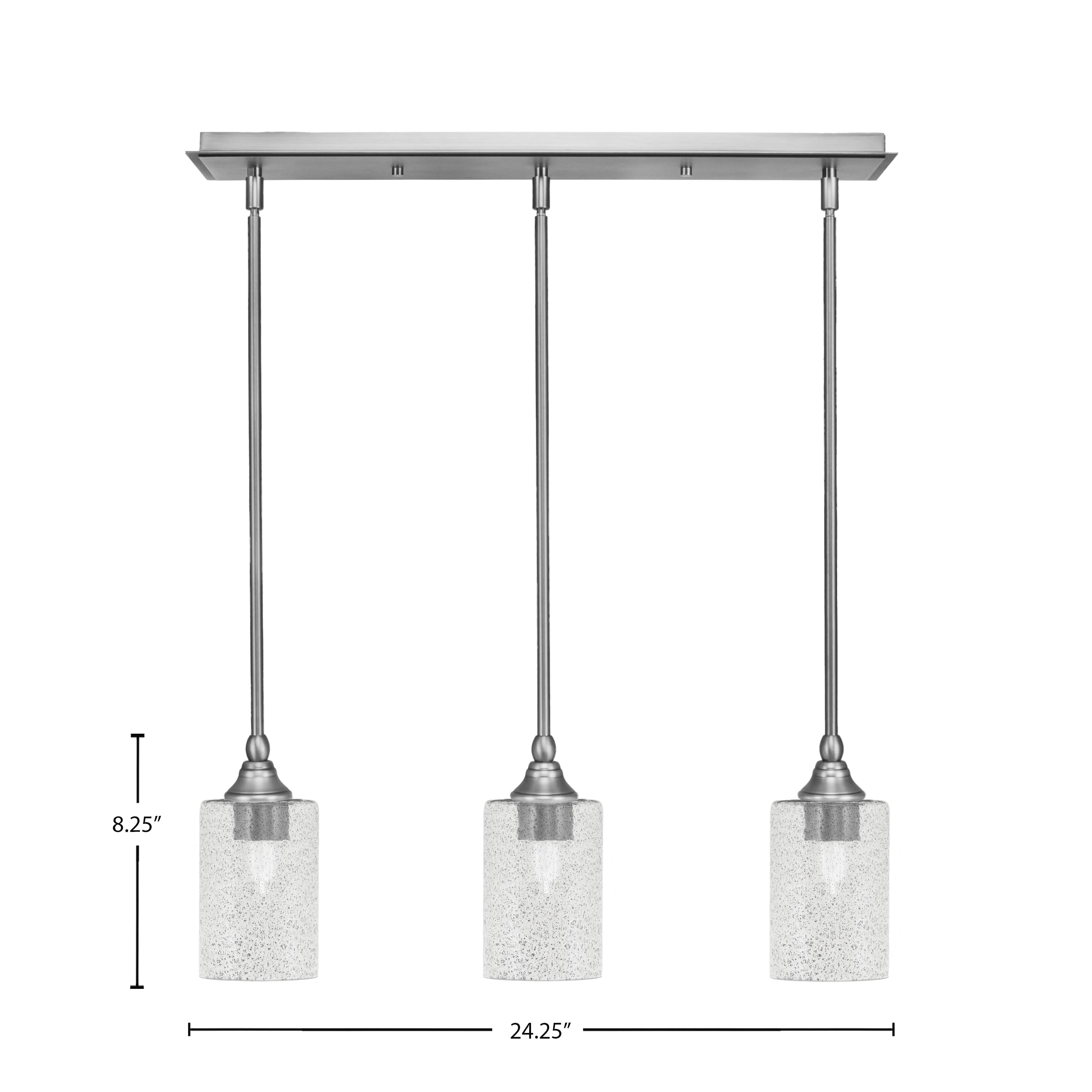 Stem Three Light Linear Pendalier in Brushed Nickel with Smoke Bubble Shade