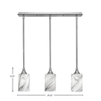 Stem Three Light Linear Pendalier in Brushed Nickel with Onyx Swirl Shade