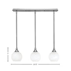 Stem Three Light Linear Pendalier in Brushed Nickel with White Marble Shade