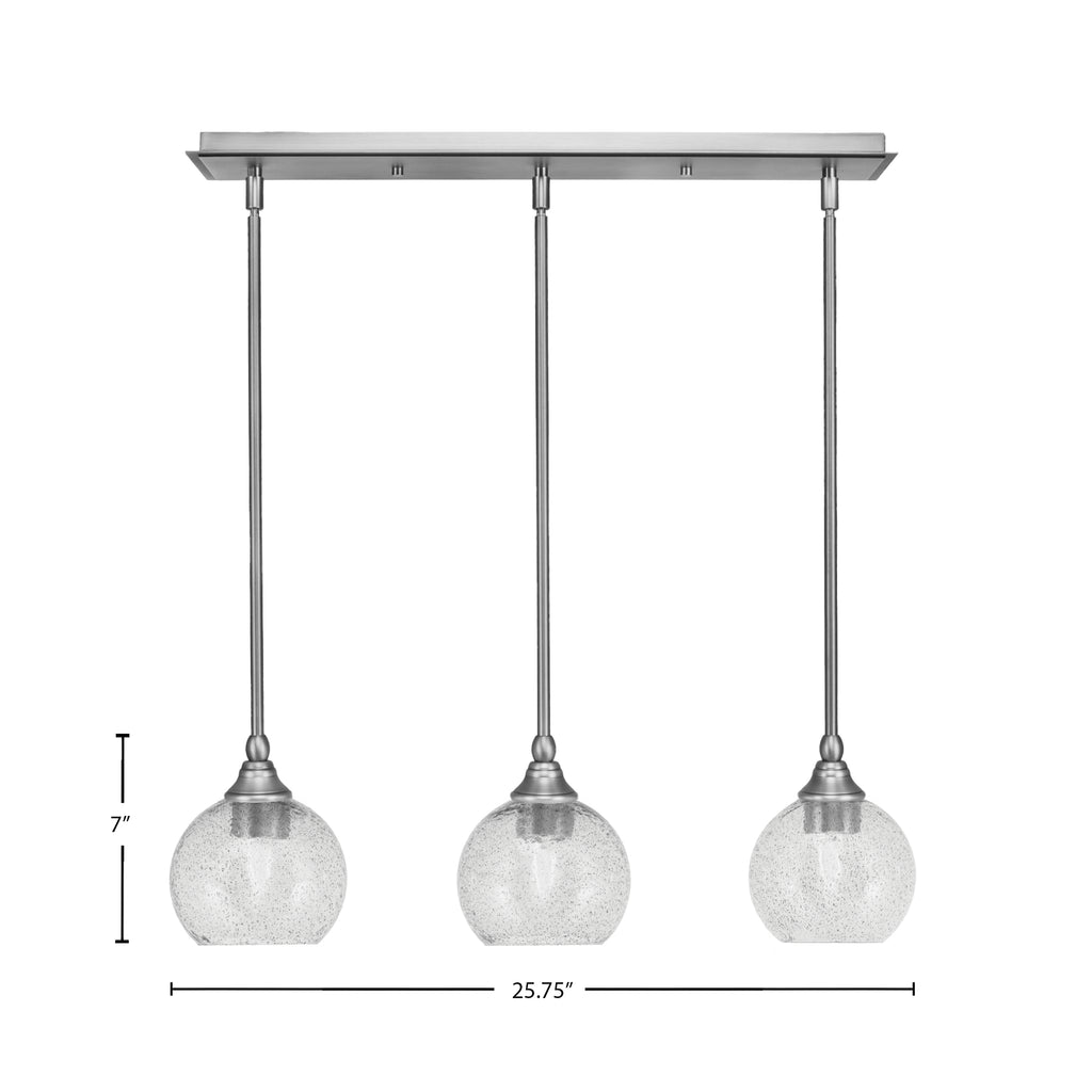 Stem Three Light Linear Pendalier in Brushed Nickel with Smoke Bubble Shade