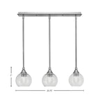 Stem Three Light Linear Pendalier in Brushed Nickel with Smoke Bubble Shade