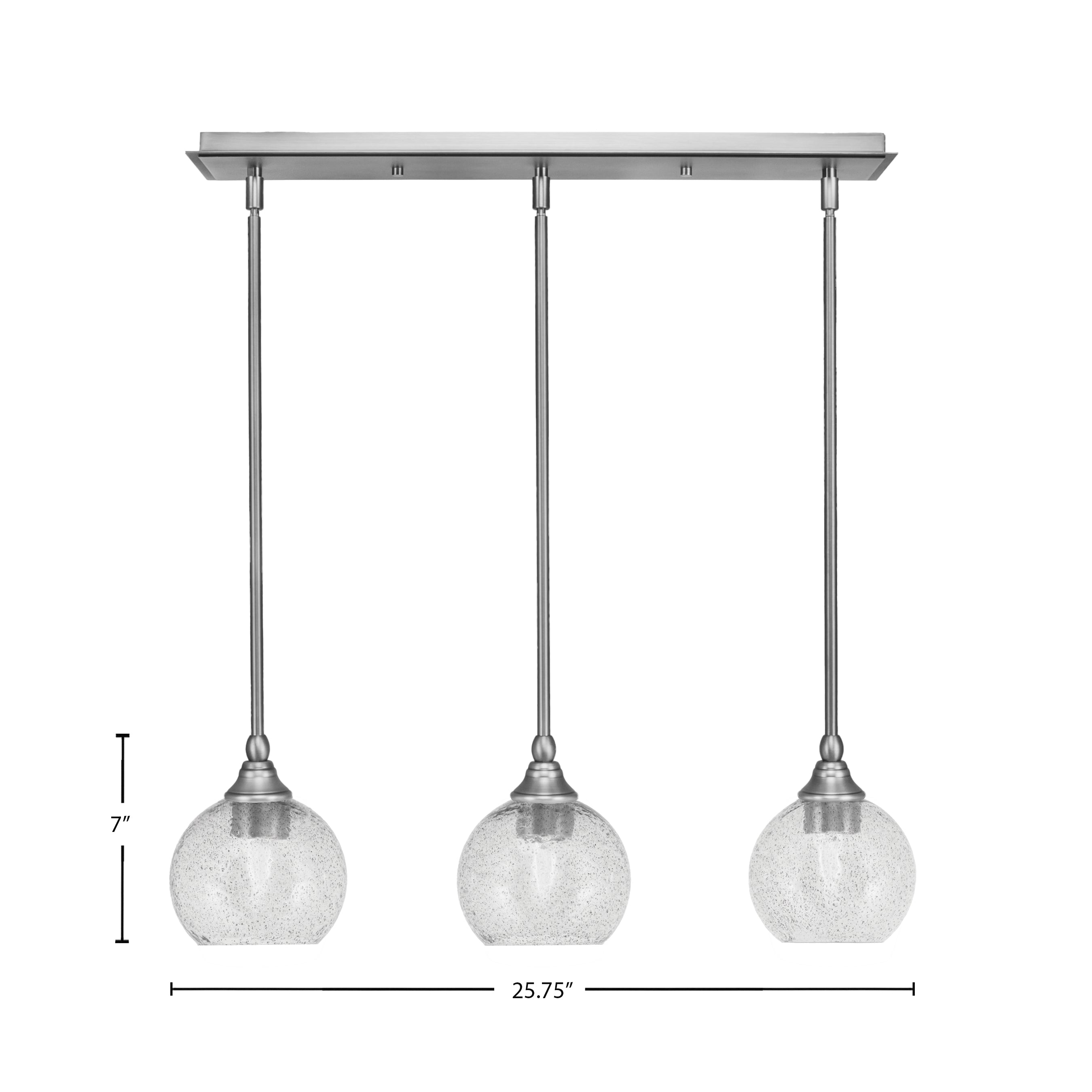 Stem Three Light Linear Pendalier in Brushed Nickel with Smoke Bubble Shade