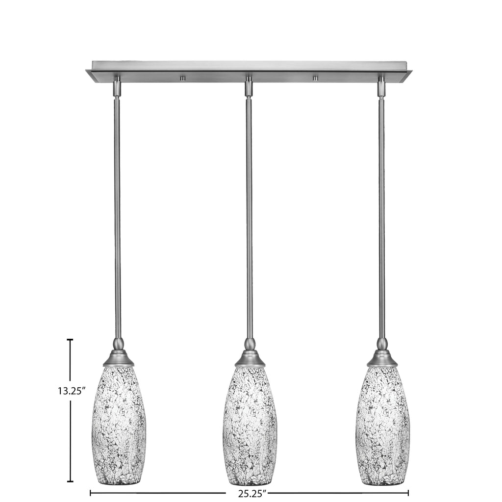 Any Three Light Linear Pendalier in Brushed Nickel with 5.5" Black Fusion Shade