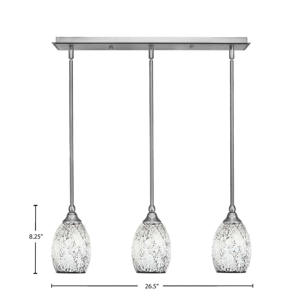 Any Three Light Linear Pendalier in Brushed Nickel with 5" Black Fusion Shade