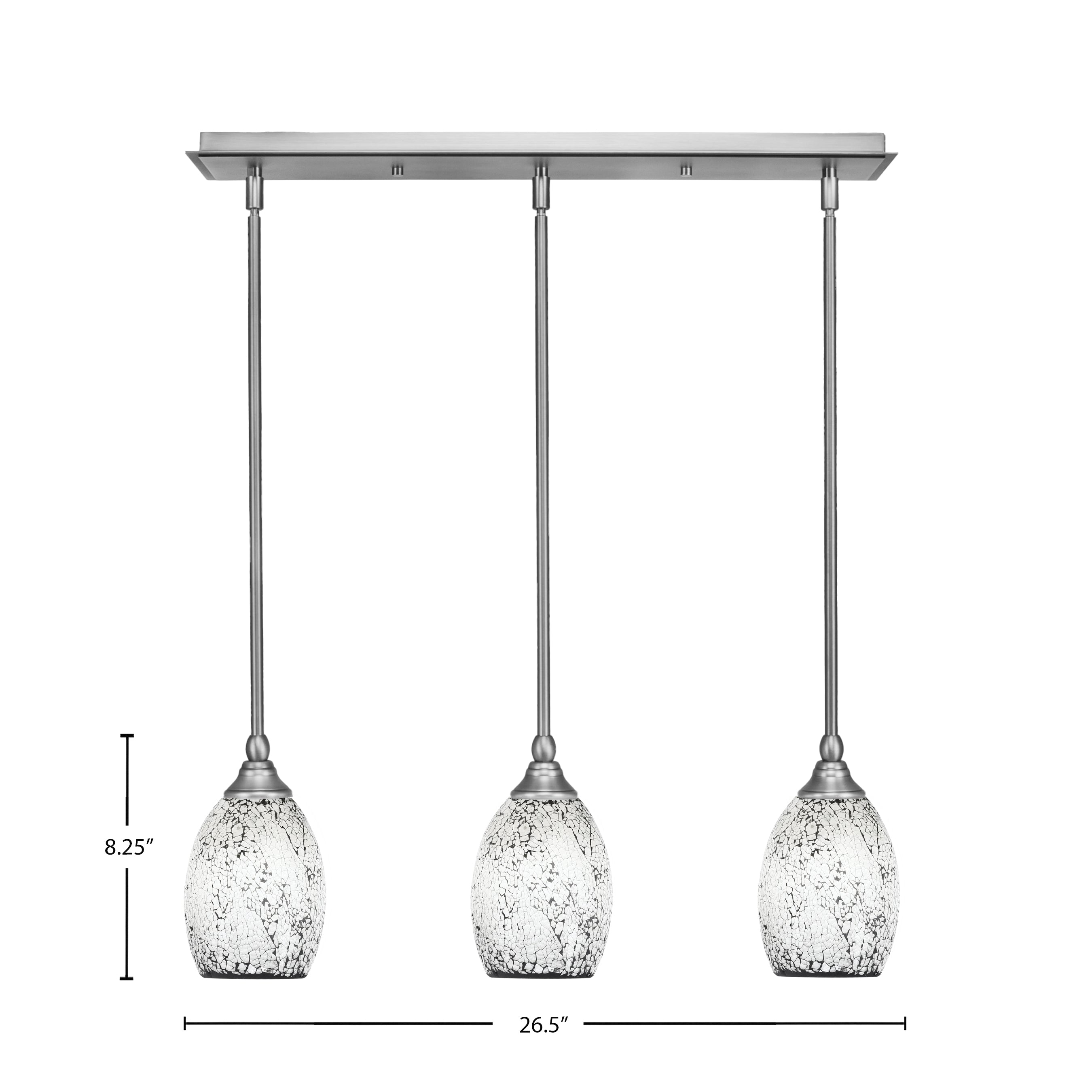 Any Three Light Linear Pendalier in Brushed Nickel with 5" Black Fusion Shade