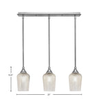 Stem Three Light Linear Pendalier in Brushed Nickel with Silver Textured Shade