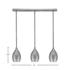 Any Three Light Linear Pendalier in Brushed Nickel with 5" Brushed Nickel Oval Metal Shade Shade