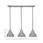 Any Three Light Multi Light Mini Pendant in Brushed Nickel with 7" Brushed Nickel Double Bubble Metal Shade Shade