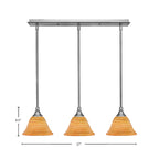 Any Three Light Linear Pendalier in Brushed Nickel with 7" Firré Saturn Shade