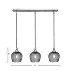 Stem Three Light Linear Pendalier in Brushed Nickel with Smoke Textured Shade