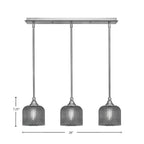 Stem Three Light Linear Pendalier in Brushed Nickel with Smoke Textured Shade