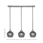 Stem Three Light Linear Pendalier in Brushed Nickel with Smoke Textured Shade