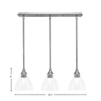 Stem Three Light Linear Pendalier in Brushed Nickel with Clear Bubble Shade