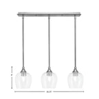 Stem Three Light Linear Pendalier in Brushed Nickel with Clear Bubble Shade