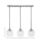 Stem Three Light Linear Pendalier in Brushed Nickel with Smoke Bubble Shade