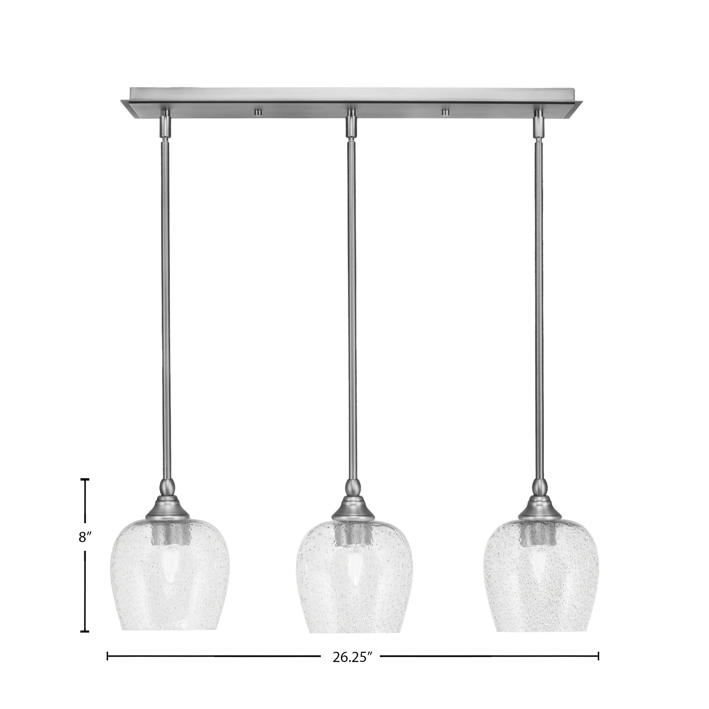 Stem Three Light Linear Pendalier in Brushed Nickel with Smoke Bubble Shade