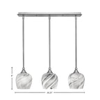 Stem Three Light Linear Pendalier in Brushed Nickel with Onyx Swirl Shade