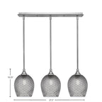 Stem Three Light Linear Pendalier in Brushed Nickel with Smoke Textured Shade