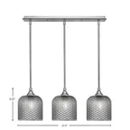 Stem Three Light Linear Pendalier in Brushed Nickel with Smoke Textured Shade