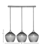 Stem Three Light Linear Pendalier in Brushed Nickel with Smoke Textured Shade