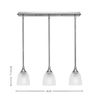 Stem Three Light Linear Pendalier in Brushed Nickel with Clear Ribbed Shade